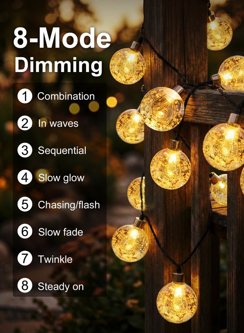 Necomi Solar String Lights Outdoor Waterproof Design 12-Meter String with 100 Lights LED Bead Diameter: 2.3 cm Features 8 Lighting Modes Ideal for Gardens, Courtyards, Porches, Weddings, Parties, and More (Warm White) - Image 3